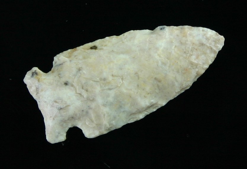 1 1/2" Archaic Side Notch: Cream Flint example from MO/IL. Perfect little piece!