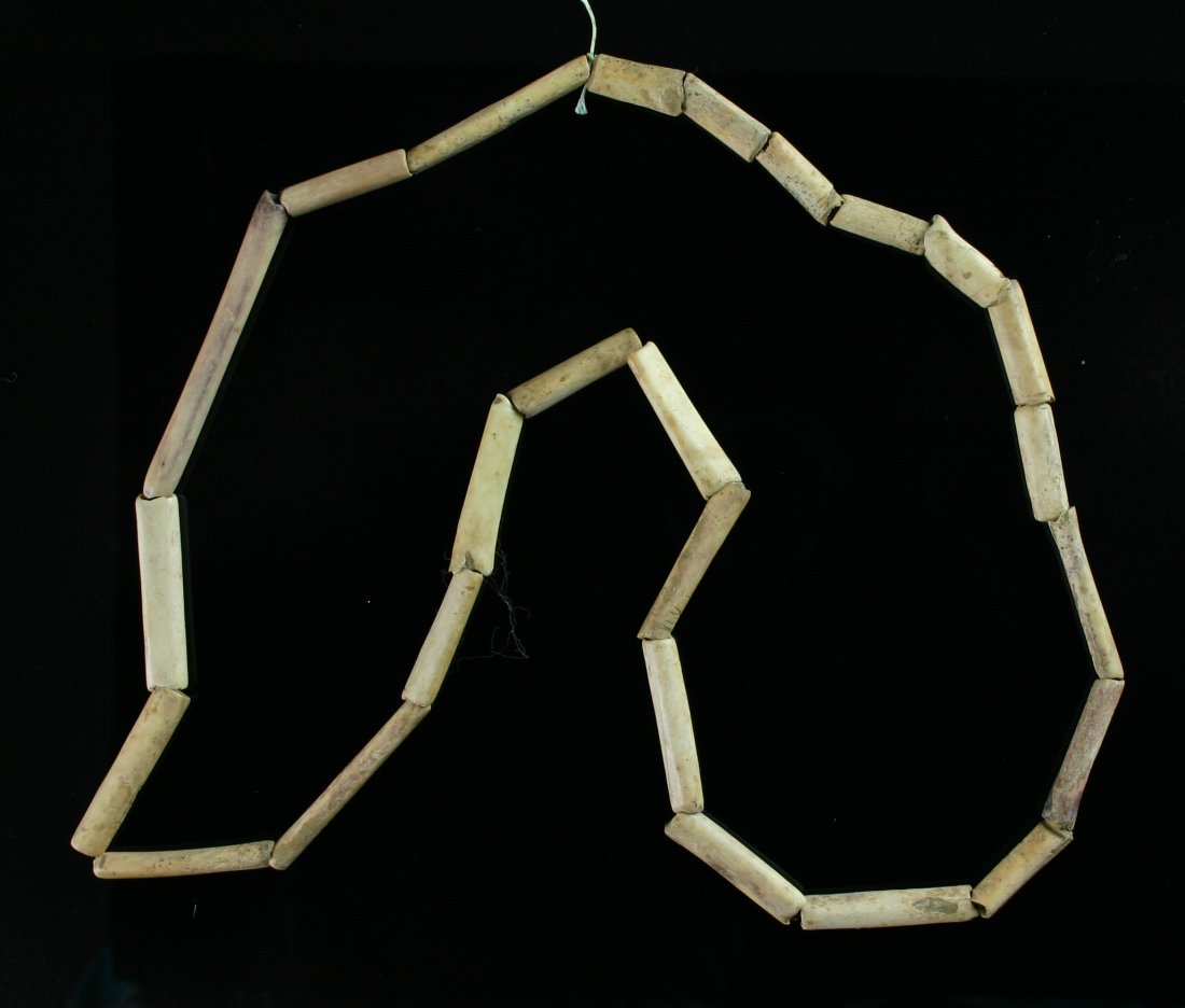 27" Fort Ancient Bird Bone Necklace - Jackson COA: Fantastic large example from the famed Fox Field Site in Mason Co., Kentucky. Ft. Ancient Culture approx. 700 years old. Jackson COA