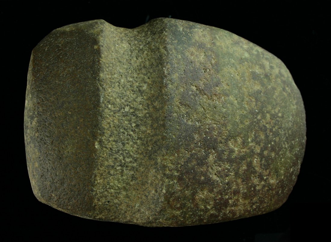 5 1/2" 3/4 Groove Axe - Jackson COA: Nicely built quartzite axe found by Ethel Blake in Union Co., Kentucky. Concave ridges top and bottom. - Jackson COA