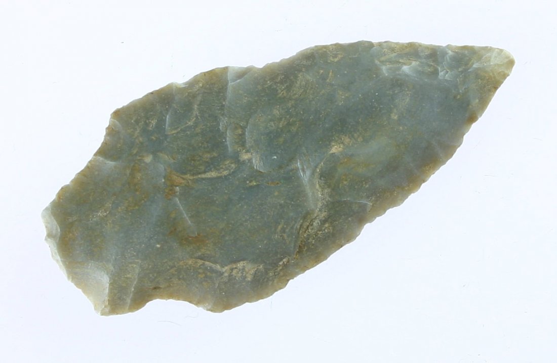 2 3/8" Adena: Ohio example in semi-translucent Carter Cave flint.