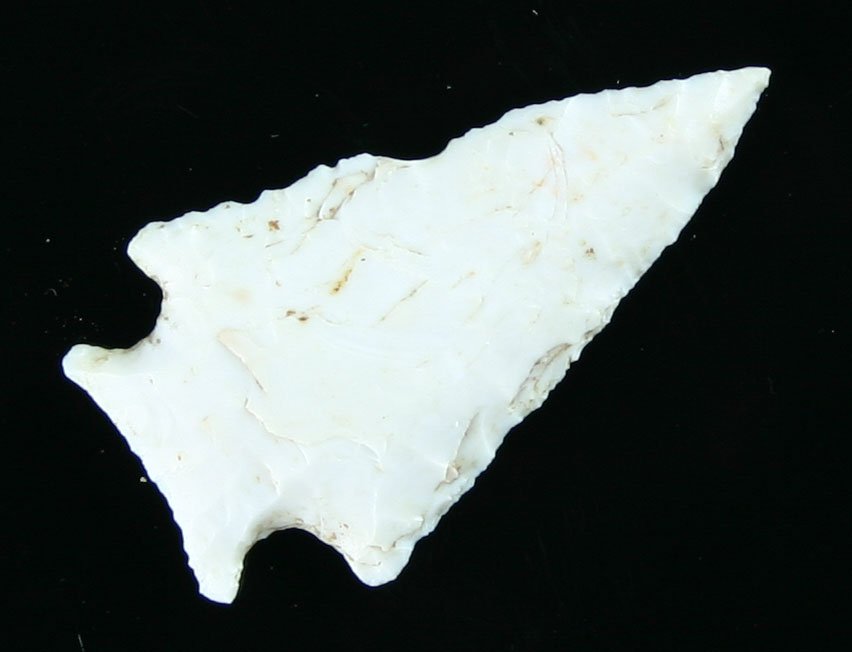 1 3/4" Corner Notch - Richardson COA: Burlington Chert example from Illinois formerly of the Phillips Museum and Gilbert Collections. Richardson COA