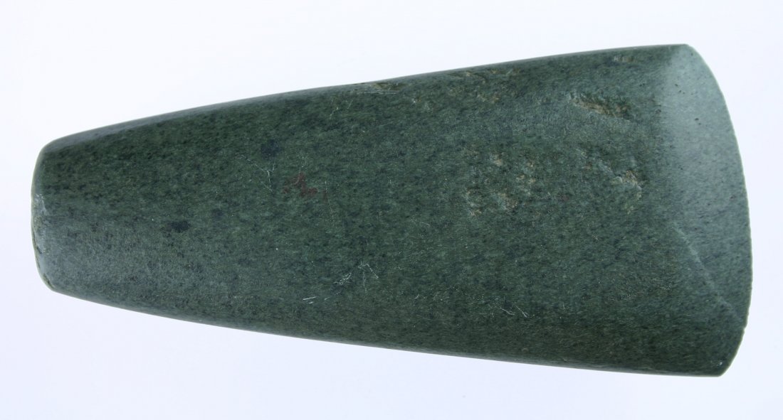5 3/8" Greenstone Celt: Found at the Quad Site in Limestone Co., Alabama. Highly polished and excellent.