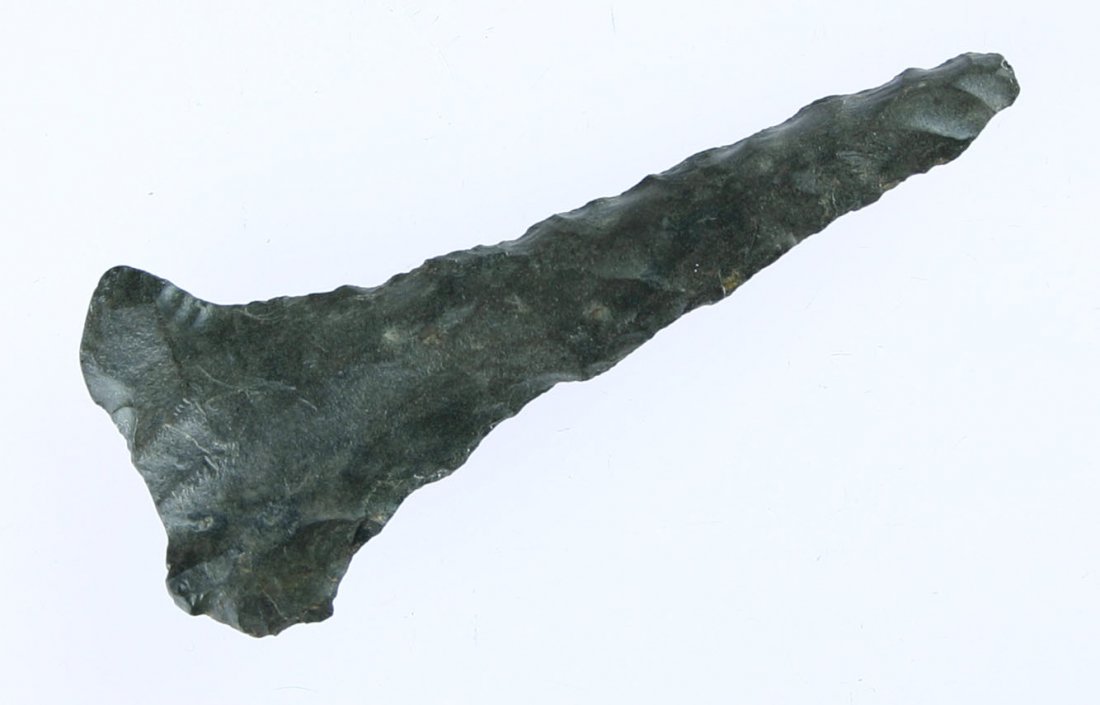 2 12/" Archaic Drill: Dover Chert example found in 1937 on the Mercer Farm in Tuscarawas Co., Ohio.