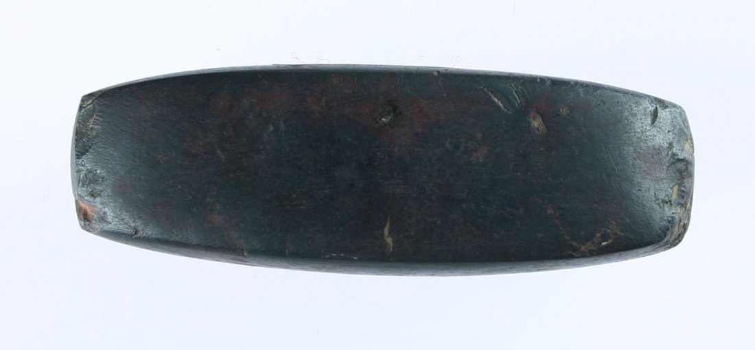 2 1/2" Hematite Bar Weight: Well formed example with grooves on each end. Nicely polished. Old museum (deaccessioned) #43.3969. Reported only as 'Old Midwest Institution'.
