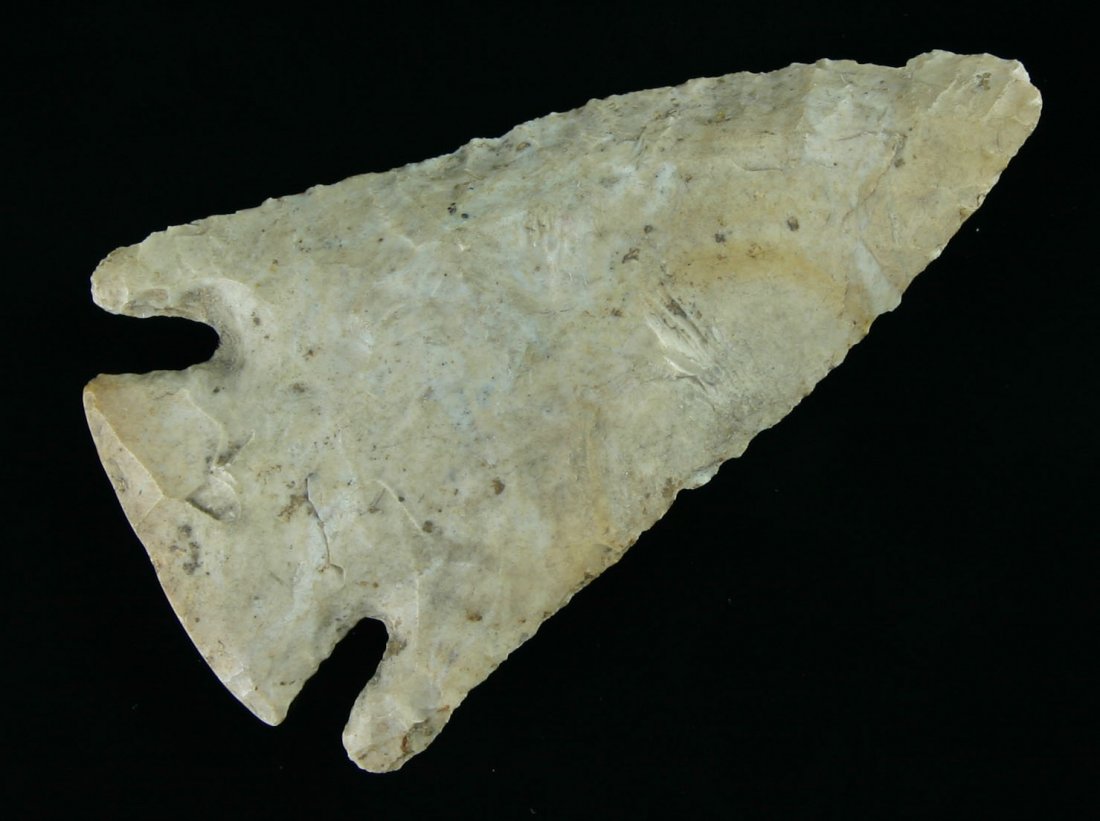 2 7/8" Lost Lake: Nice example. Precise steep bevel. Creamy mottled Fort Payne chert. Tennessee type.