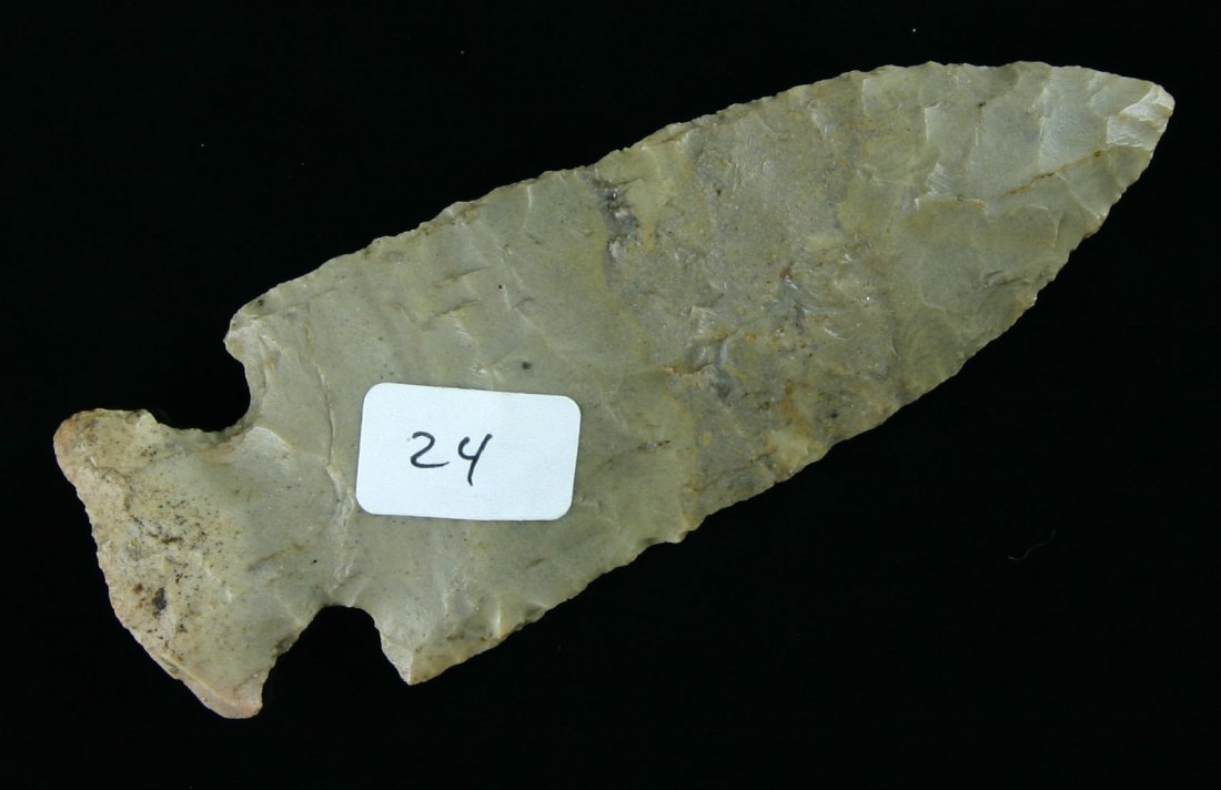 3 3/8" Motley: Excellent size for the type. High grade fossil chert with nice sheen. Harrison Co., Kentucky. Ex- Jon Dickinson.