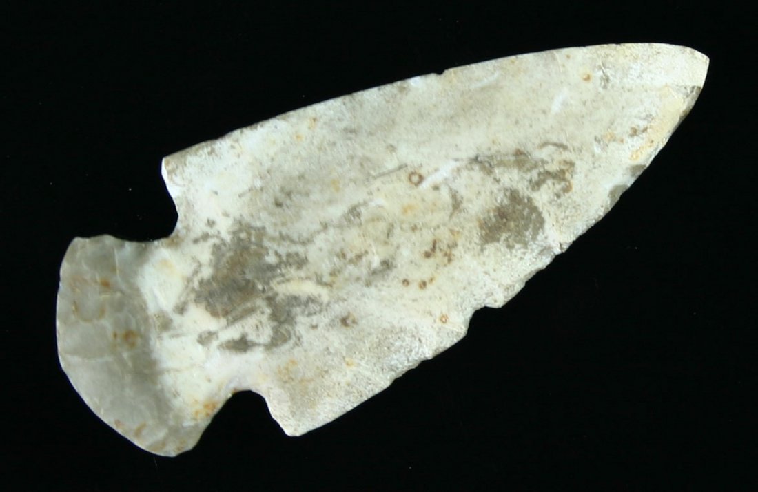 2 9/16"Hopewell - DECORATIVE: Burlington Chert example. Minor modern enhancement to the edges. Sold as Decorative Only. Ex - Gilbert Collection