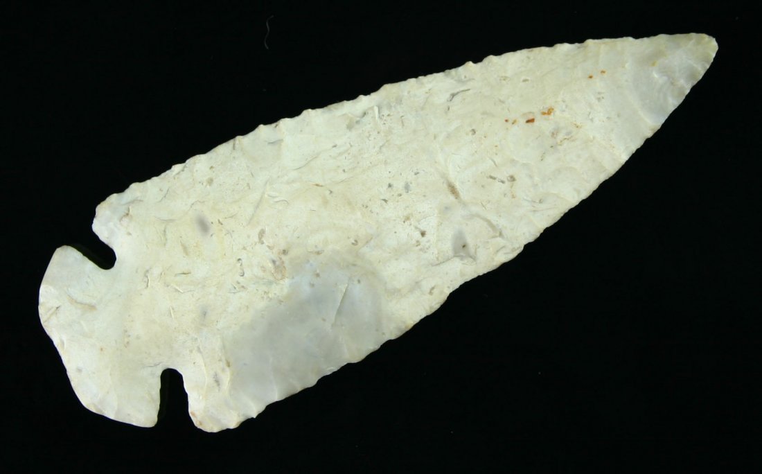 Superb 3 3/8" Dovetail - Jackson & Rogers COA's: About as good as they get!! Expertly crafted in very pretty white, gray, and cream colored chert. Found in Indiana. Jackson & Rogers COA's.
