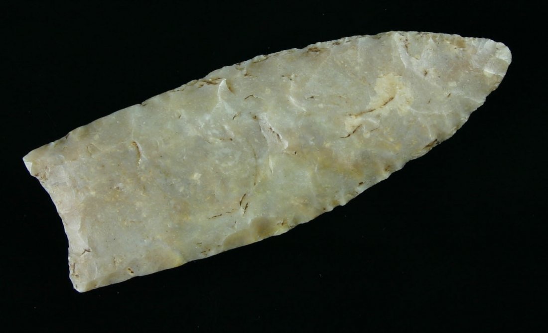 'Pictured' 2 11/16" Clovis - Stermer & Earthworks : Semi-translucent Boyle Chert from Breathitt Co., Kentucky. Ex- Charlie West and George Bolen Collections. Pictured in Hothem's, Paleo Indian Artifacts. Stermer and Earthworks COA's.
