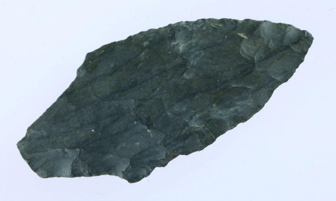 3" Adena: Portage Co., Ohio example in a black striped coshocton chert.