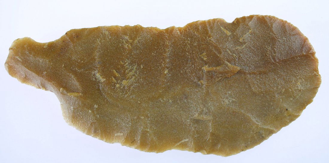 9 3/8" MASSIVE Hixton Blade: Found by Ernest Schug at the Horicon Marsh in Dodge Co., Wisconsin. Orange Hixton Silicified Sandstone with excellent mineralization