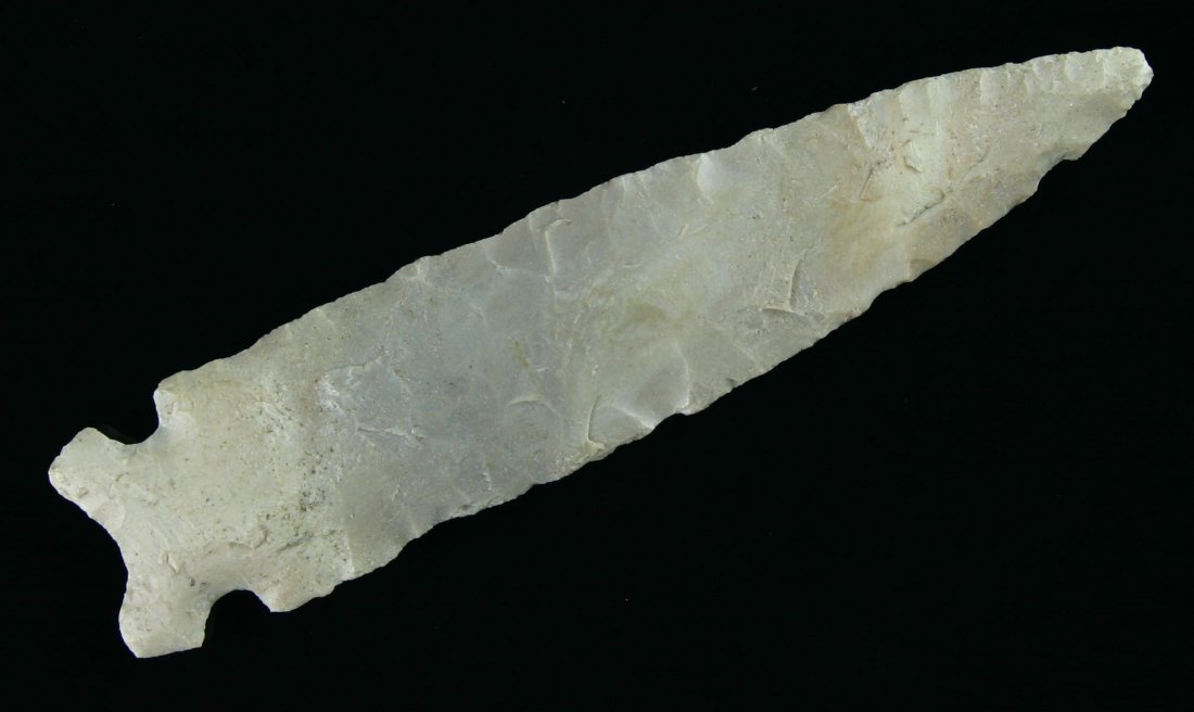 4 1/4" Graham Cave - Jackson COA: Long and thin with nice symmetry. Hornstone example from Kentucky. Ex- Rocky Hall, Bill Pinkston, and Ed Rowe. Last sold by Jim Bennett 5/9/09. Jackson COA.