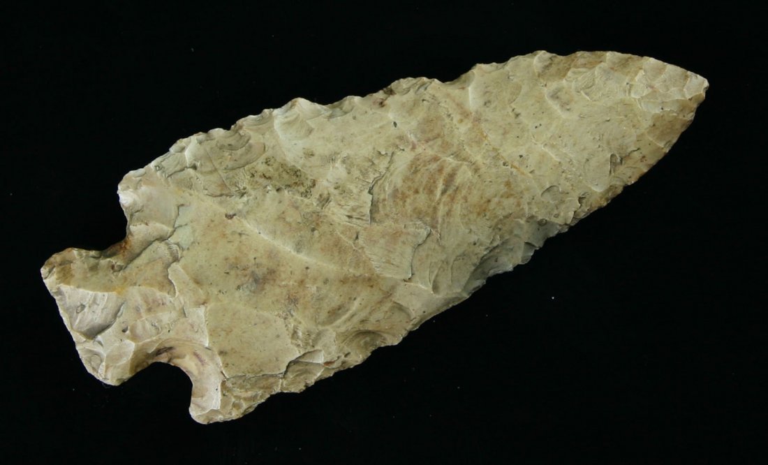 3" Archaic Corner Notch: Beige fossil chert from Ohio.