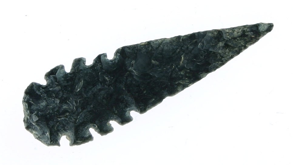 1 13/16" Stockton G-10 Example.: STUNNING example from the Hotchkiss Mound near Knightsen, California. Ex - Peter Gallick, Val Valdivia, and Mackie Collections. Exceptional museum grade example.