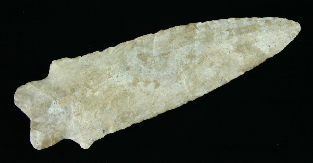 3 7/8" Heavy Duty - Perino & Stermer COA's.: Classic mottled cream and tan Fort Payne Chert. Found in Lincoln Co., Kentucky. Ex- Hank Senn and Bill Jackson Collections. Stermer and Perino COA's.
