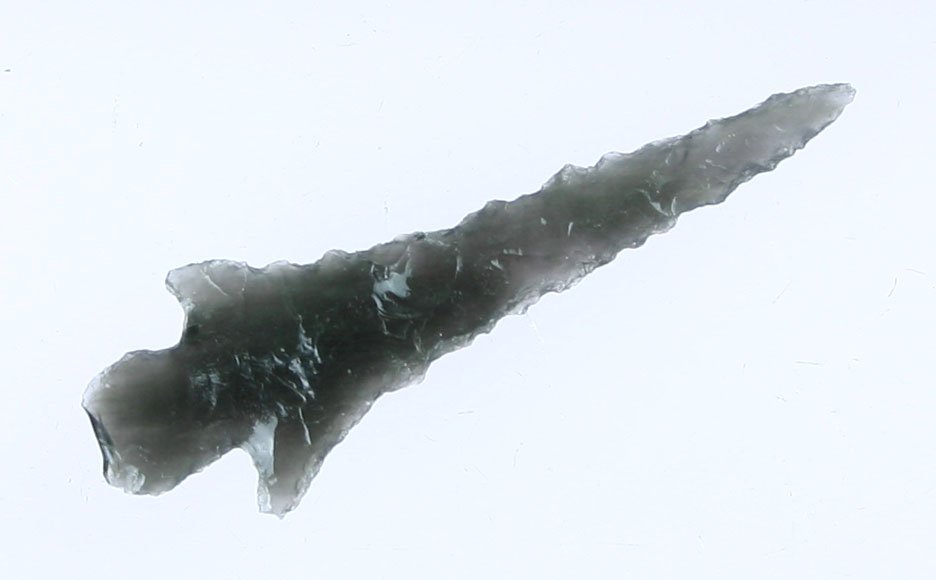 1 13/16" Rabbit Island Dart: Long slender example from Northern California. Obsidian.