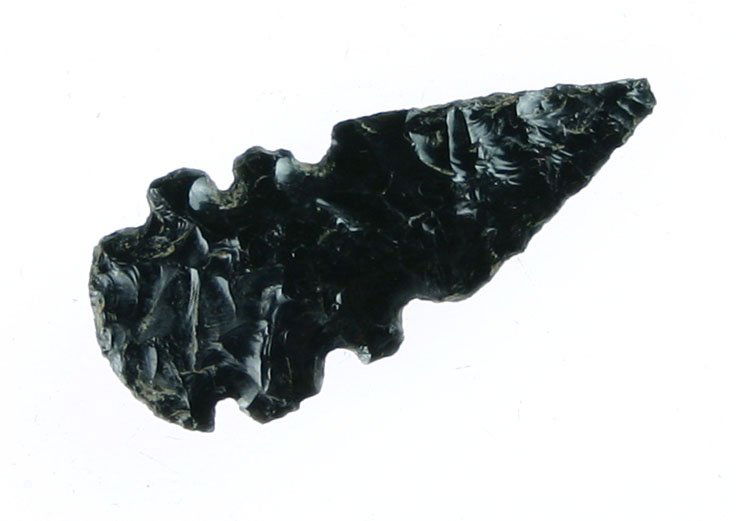 1 1/4" Stockton: Very nice example from Napa Co., California and formerly of the Don Fuller Collection and collected in the 1960's. Napa Obsidian.