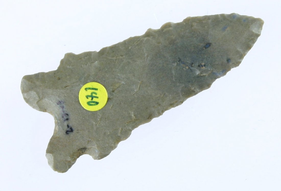 2 1/4" Kirk Stemmed Serrated: Well patinated Dover Chert. Found by David Farris 12-13-03 at the Morris River Site.