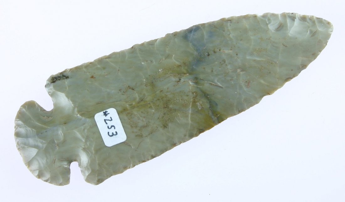 4 5/8" Flint Ridge Dovetail - 5 COA's: Top flight Dove. Multicolored Flint Ridge. Medina Co., Ohio. Ex- Scott Fields and Al Wakefield Collections. Partain, Putty, Stermer, Jackson, and Howard COA's.