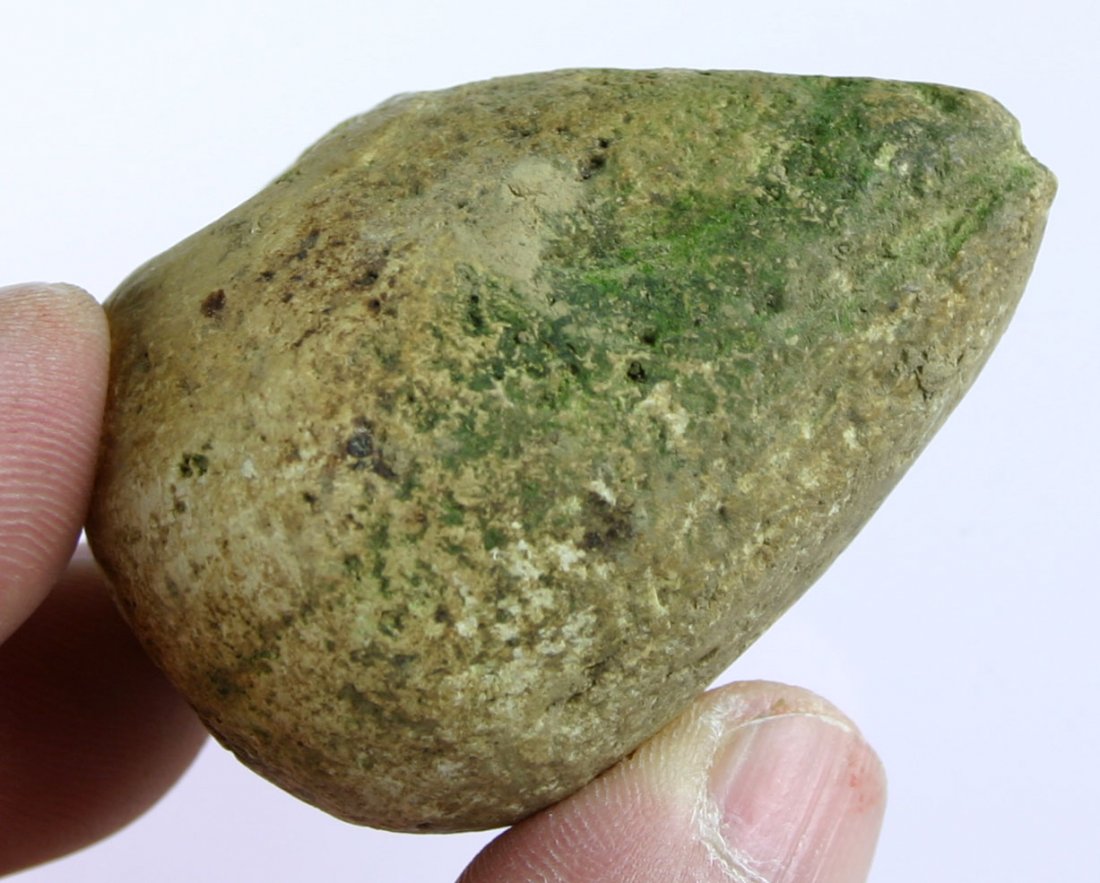 2 1/4" Snake or Turtle Head Effigy Pipe: Very interesting pipe from Adams Co., Ohio in Limestone depicting a reptilian head. Most likely Ft. Ancient culture circa 1200-1400 AD