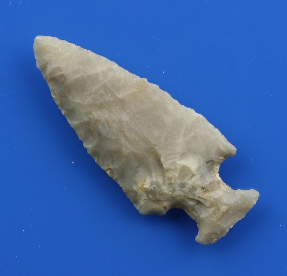 2 15/16" Motley: Found by Ernest Schug in Dodge Co., Wisconsin. Totally translucent Chalcedony example. Nice!