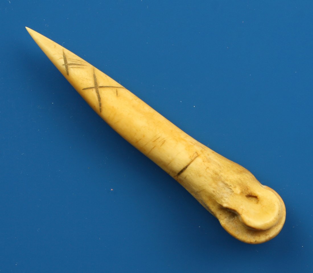 3 3/4" Bone Awl: Bone found by Karl Schug in Winnebago Co., Wisconsin.