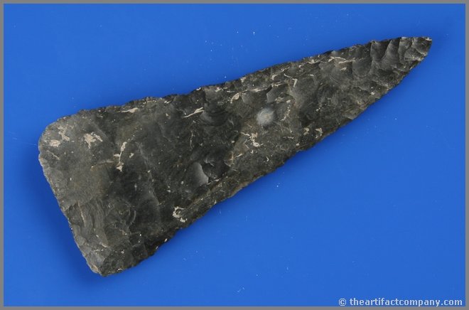 3 3/4" Friday Blade: Black chert example from Central Texas. Perfect and well made with great mineralization.