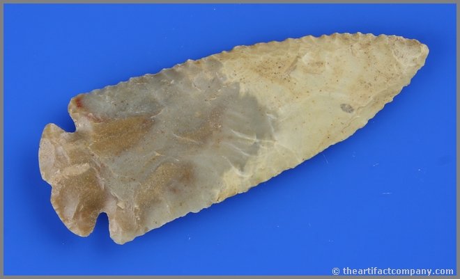 4 1/4" Dovetail - Jackson G-9+ & Davis G-9 COA's.: Found along the Little Sandy River in Elliot Co., Kentucky. Beautiful multicolored high grade Carter Cave flint with lots of translucency. Jackson G-9+ & Davis G-9 COA's.