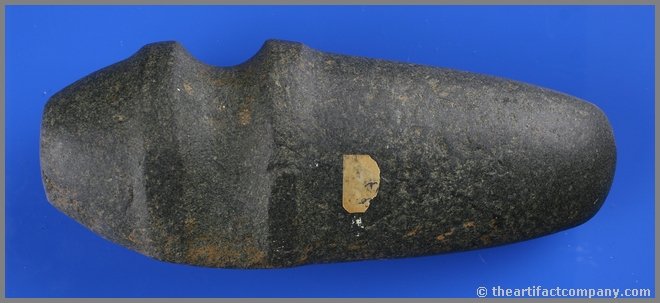 8 3/8" Museum Grade Raised Ridge Hohokam 3/4 Groove Axe: Fantastic example from the Pioneer Period of the Hohokam Culture. Pictured in Who's Who #2 on page 20 and in The Redskin, January 1970 pg 19. Found near Chandler, Maricopa Co., Arizona. Perfect