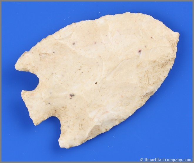 3 9/16" Motley: Burlington chert example found by Theodore Kouba between 1908-1915 in Benton Co., Iowa.