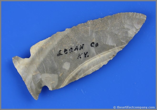 3 11/16" Stilwell: Logan Co., Kentucky example in a striped Tyrone flint. Super pretty.