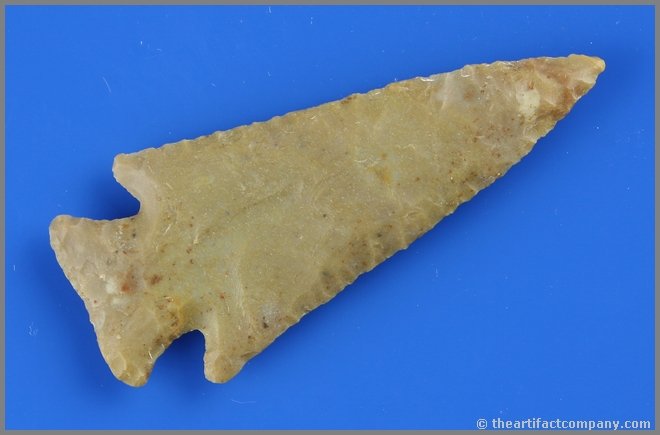 3 3/8" Lost Lake - Jackson G-10 COA: Outstanding example. High quality caramel colored Carter Cave flint with perfect symmetry and nice translucency. Clark Co., Kentucky. Ex- Rogers Collection. Jackson G-10 COA.