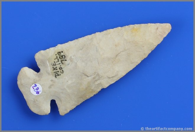 3 1/4" Dovetail: Excellent craftsmanship, form, and symmetry. Found in Pike Co., Illinois. Creamy colored fossil chert. Ex- Chuck Strubler Collection.
