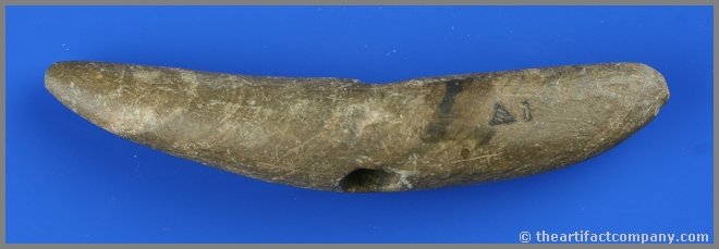 7/8" x 4 3/8" Pick Bannerstone: Found in 1921 in North Carolina. Ex - Theodore Kouba Collection. Green Banded Slate.