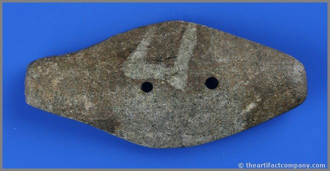 3 7/8" Expanded Center Gorget: Schist example from East Texas with good age.
