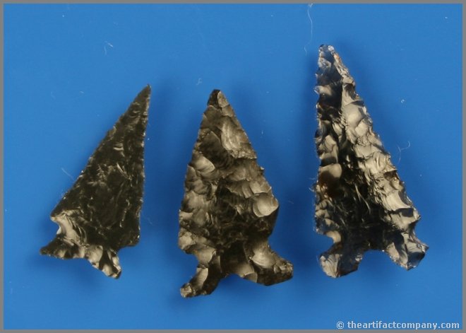3 Obsidian Elkos: Biggest is 1 5/8" and it is super translucent. Found by Reg Seely and The Beaushane Family between 1940-1971 in Lake Co., Oregon.