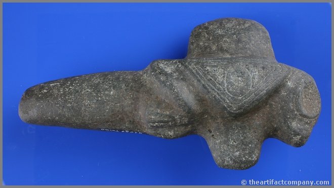 9 3/4" Taino Owl Totem Monolithic Axe: Hispaniola example formerly of the Sadofsky Collection (S1239) and Ex - Frank Toplak Collection. Puttera/Hanna COA.