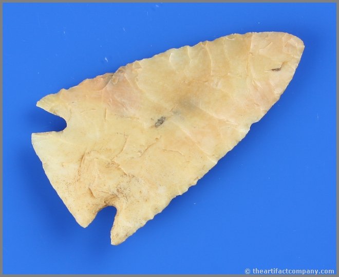 3 1/8" Kirk Corner Notched - Partain COA: Found by Rose Greeley in 1951 near The Green River in Hart Co., Kentucky. High grade translucent Carter Cave flint. Partain COA.