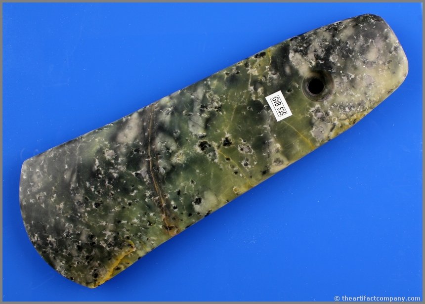 9 11/16" Chinese Axe: Nicely polished greenstone axe from China. Exact age unknown.