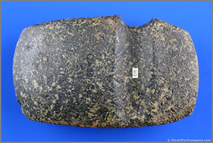 6 1/8" 3/4 Groove Raised Ridge Axe: Cass Co., Illinois example with a high degree of polish and a near perfect bit also with excellent mineralization. Well formed and developed axe.