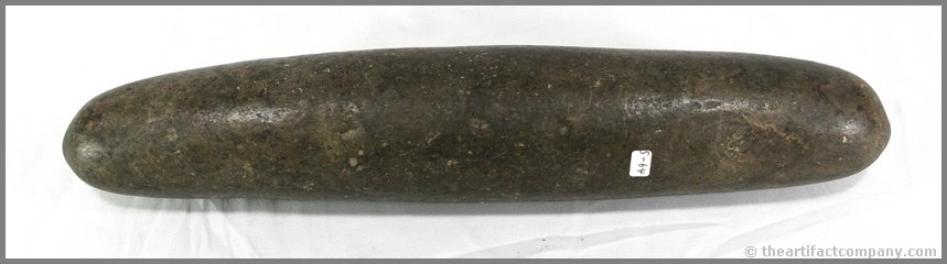 13 1/4" Roller Pestle: Excellent example. Highly polished brown hardstone. Found in Tennessee.