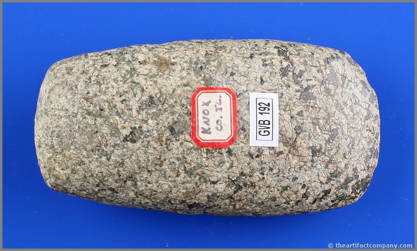 4 1/2" Square Poll Celt: Knox Co., Illinois example in an interesting patterned Granite. Good form.