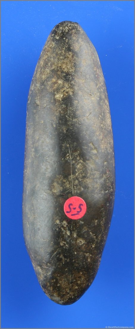 Large 3 3/16" Ungrooved Hematite Plummet: Highly polished well proportioned ungrooved Hematite plummet from Ohio. Last sold by Jim Bennett 4/09.