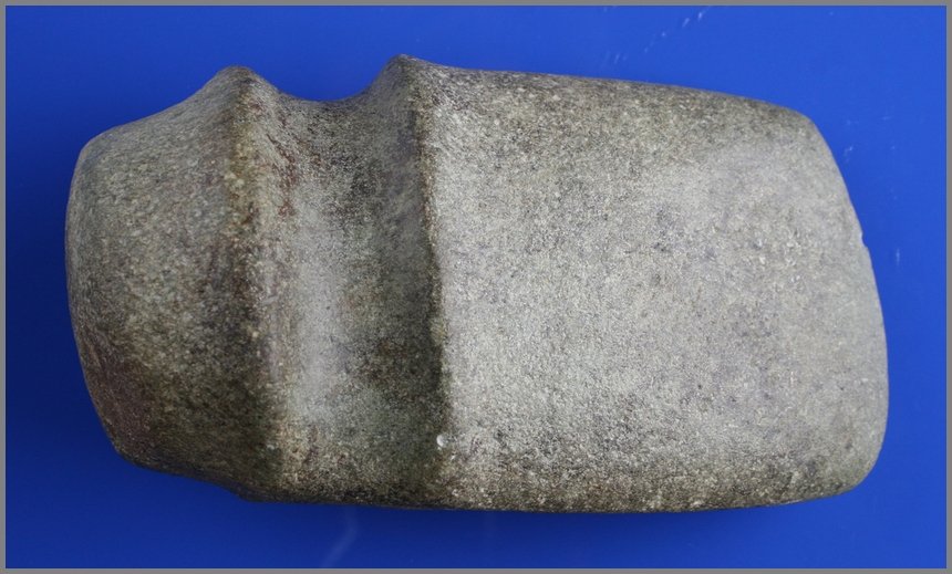 6 7/8" 3/4 Groove Axe: Superb Ohio Axe in a green diorite. Excellent polish and form. Super high well defined ridges. Slightly slanted groove. They don't get much better. At least a G-9.