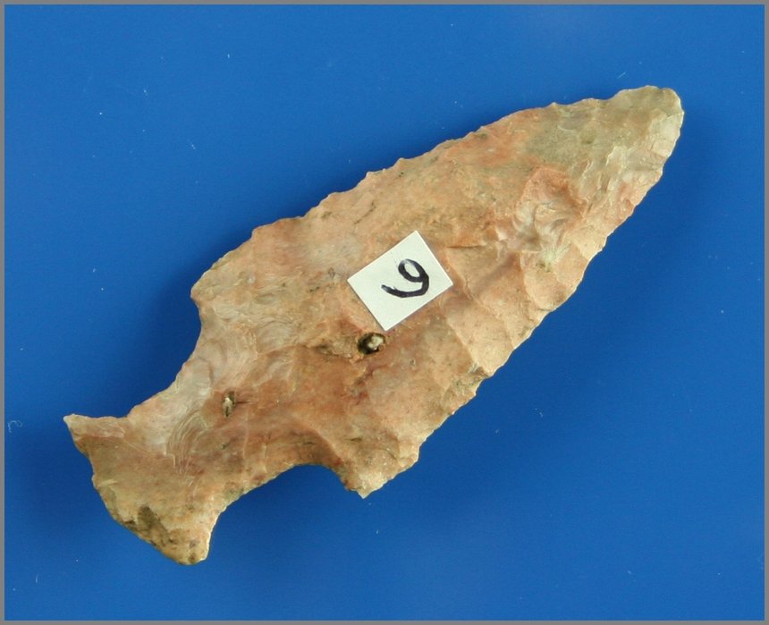 2 3/8" Motley: Found by Karl Schug in Racine Co., Wisconsin. Pink and cream Fossil Chert.