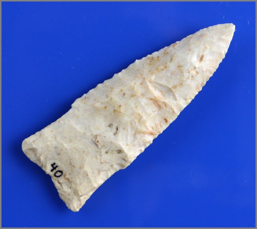3 1/8" Hardin - Dickey COA: Near perfection with a well exceuted bevel and flecks of color interspersed in this piece of fossil laden Burlington chert from Wapello Co., Iowa. Dickey COA