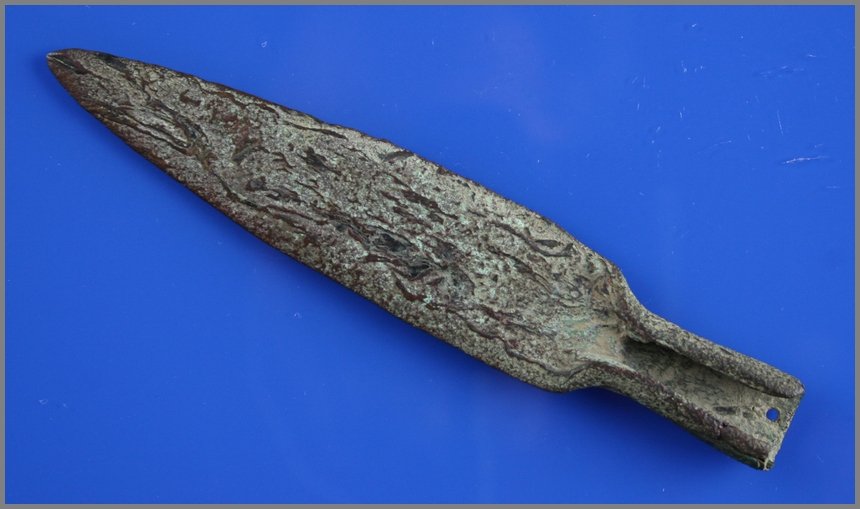 6 1/8" Socketed Copper Spear: Substantial piece made from Glacial Drift Copper with a nicely done socket and pin-hole. Found by Ernest Schug in Jefferson Co., Wisconsin. Awesome!