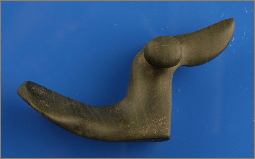 3 1/2" Popeye Birdstone: Excellent polish on this example reported found in 1929 in White Co., Indiana and marked 'Bi-46' and 'AFH'.