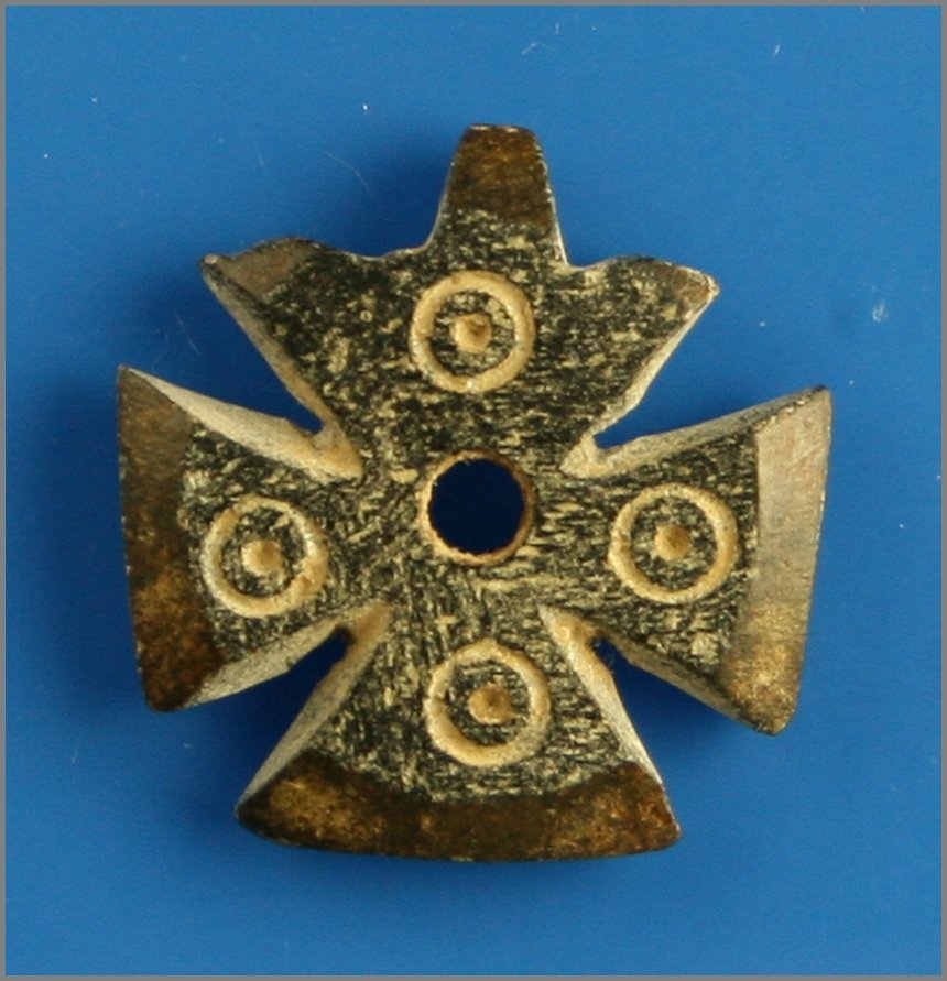 1" 4th - 6th Century Byzantine Cross: Pretty green well patinated Steatite. Drilled for suspension. Classic incised iconography. A true Byzantine Empire treasure.