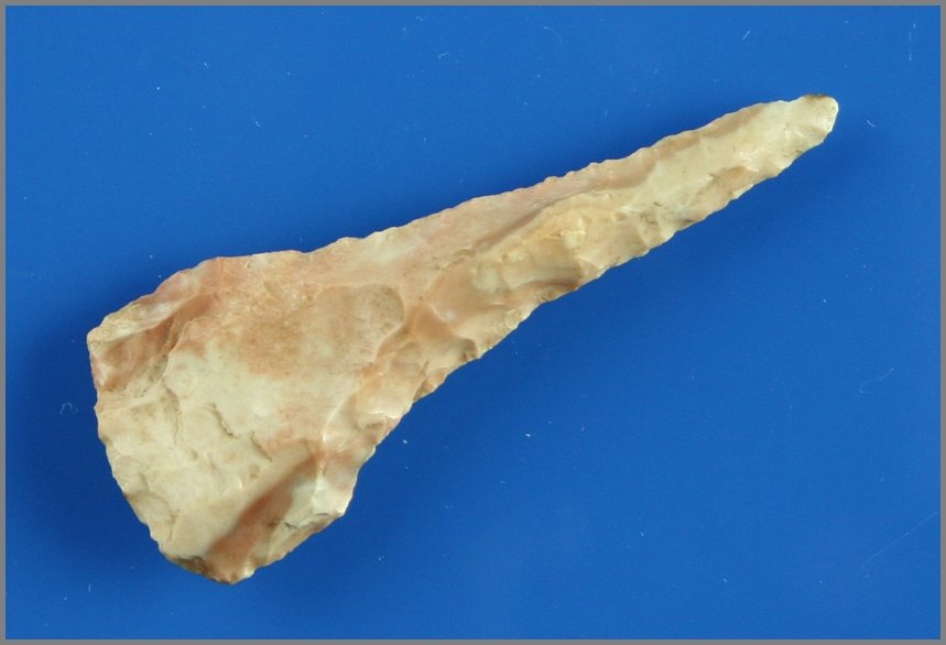 2 9/16" Drill: Found by Karl Schug in Dodge Co., Wisconsin. Pink and cream fossil chert example. Nice.